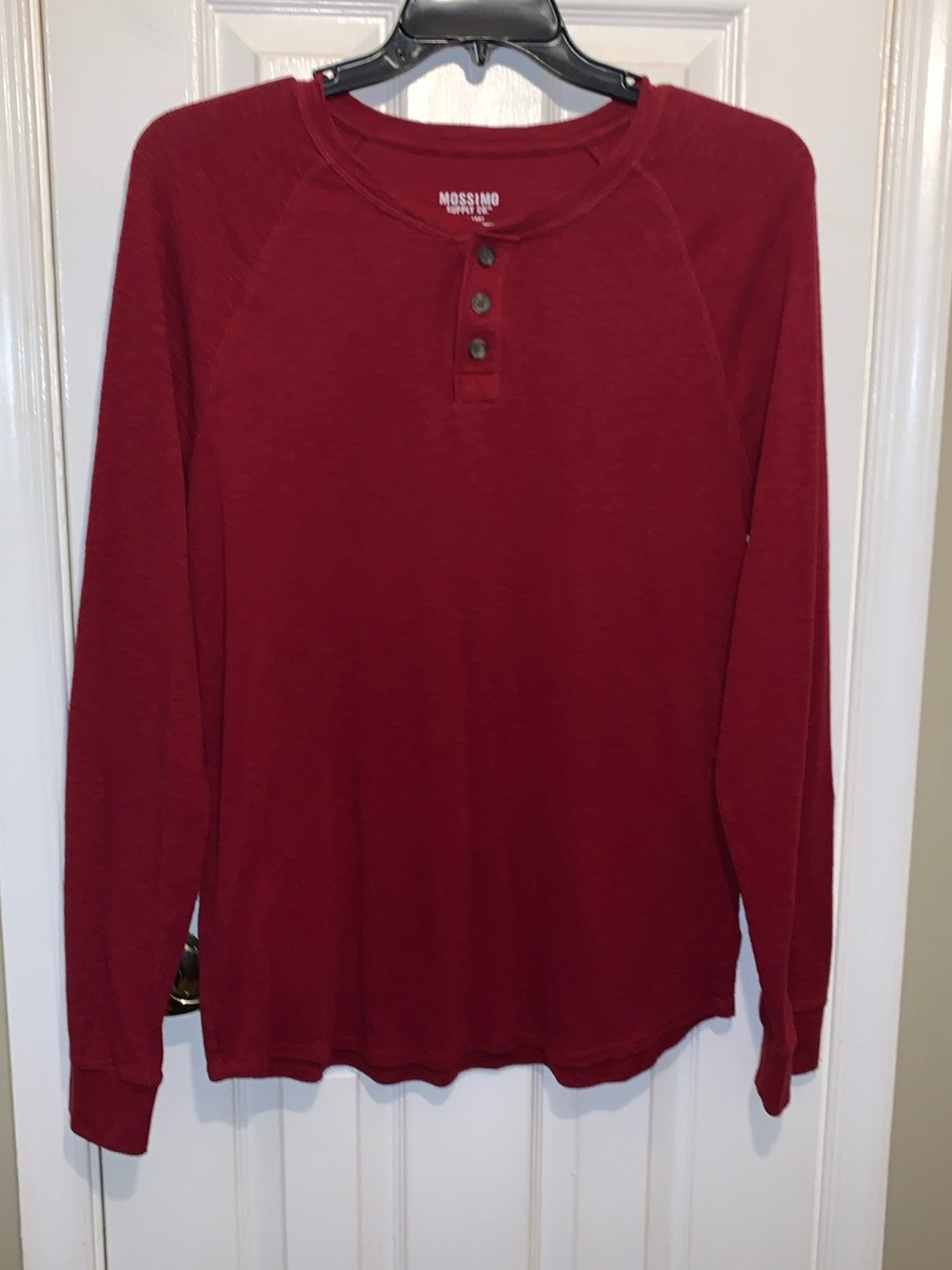 Mossimo Supply Co. Men's Long-Sleeve Henley - Deep Wine Red